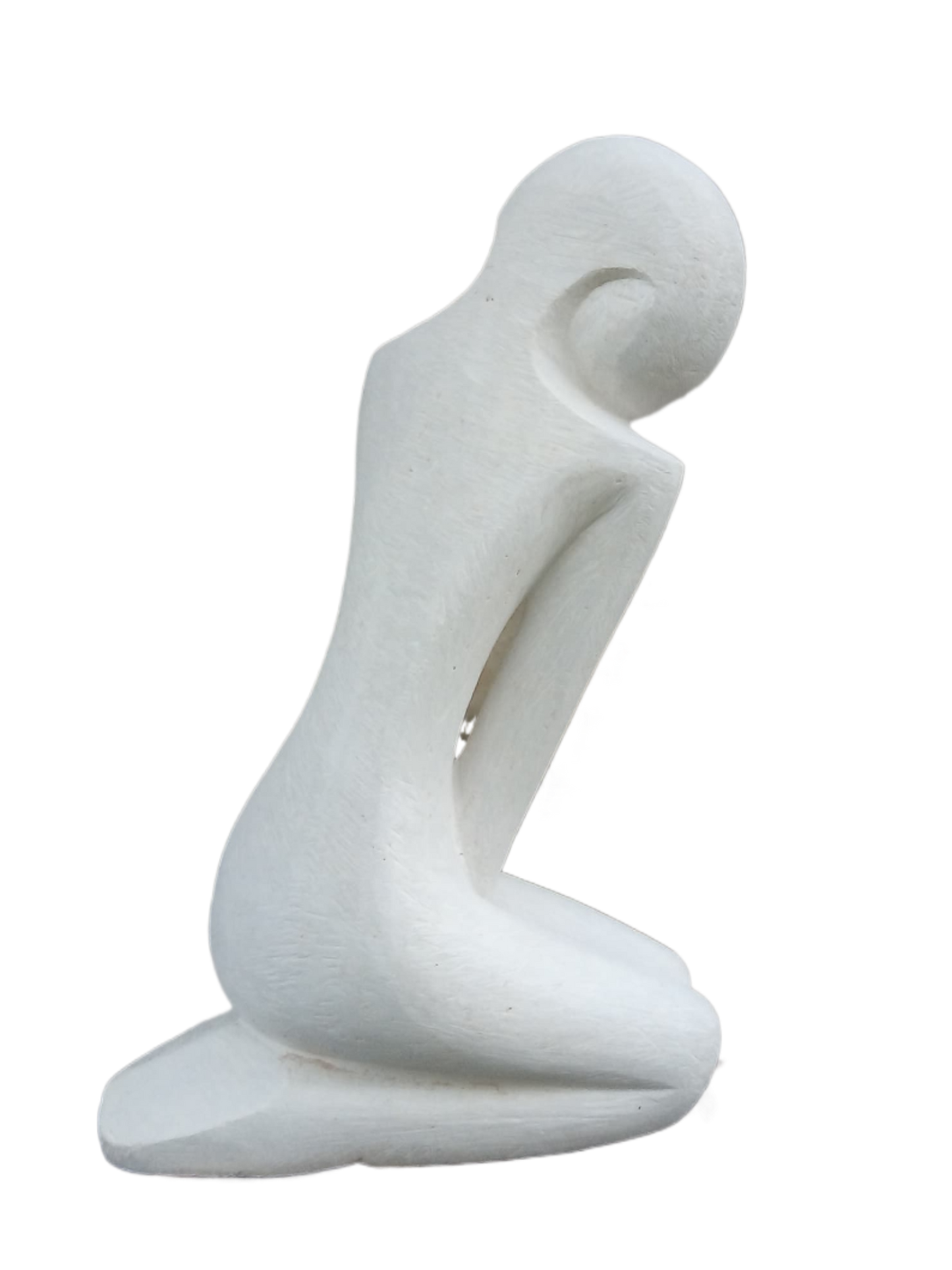 Modesty - Stone Sculpture Made of White Opal by Misheck Makaza | Zimbabwe