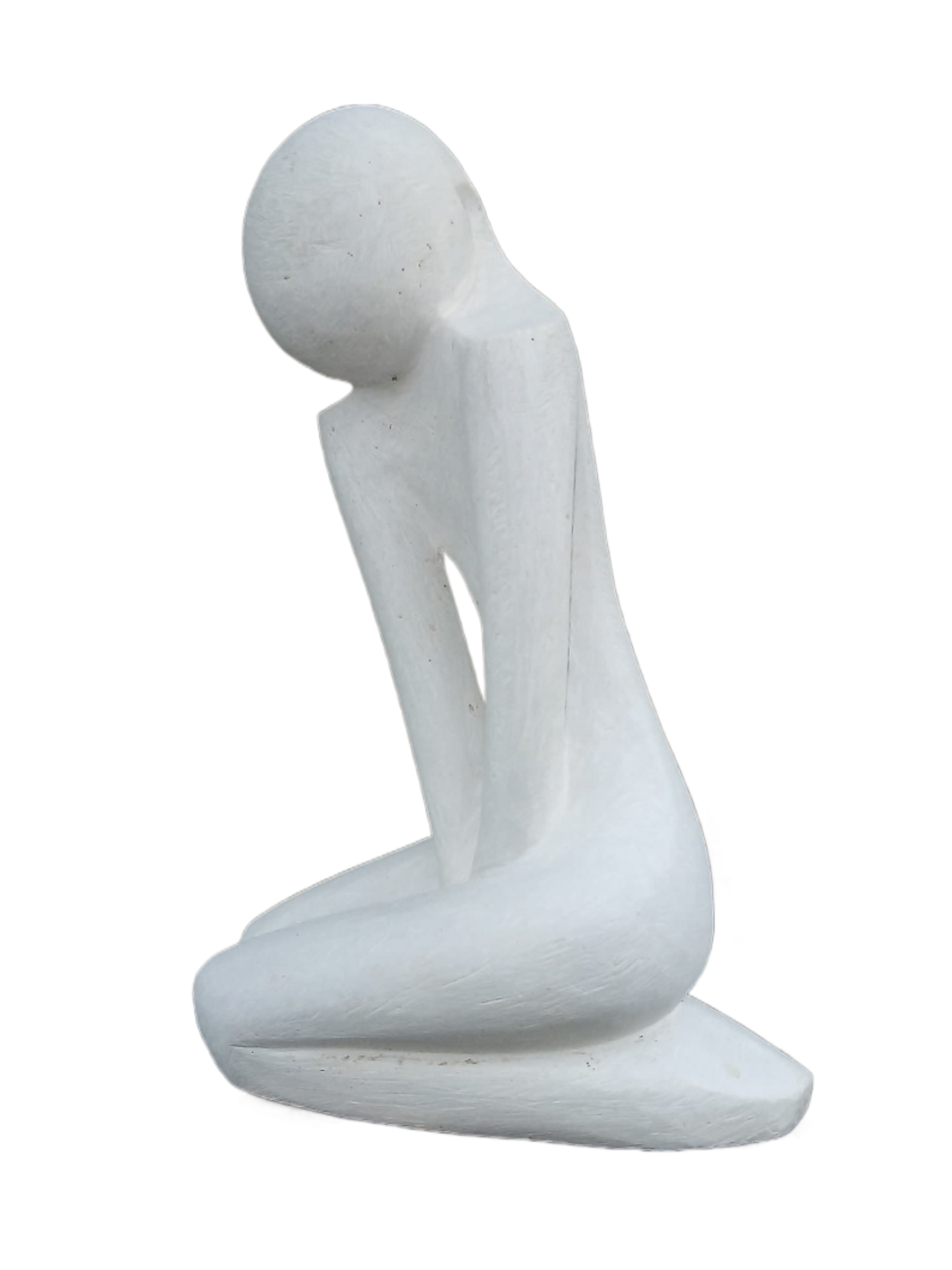 Modesty - Stone Sculpture Made of White Opal by Misheck Makaza | Zimbabwe