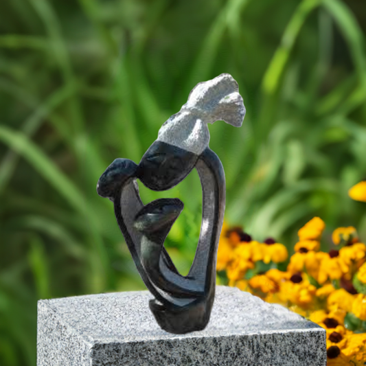 Mother & Her Twins - Stone Sculpture Made of Opal Stone by Alfred Mutuke | Zimbabwe