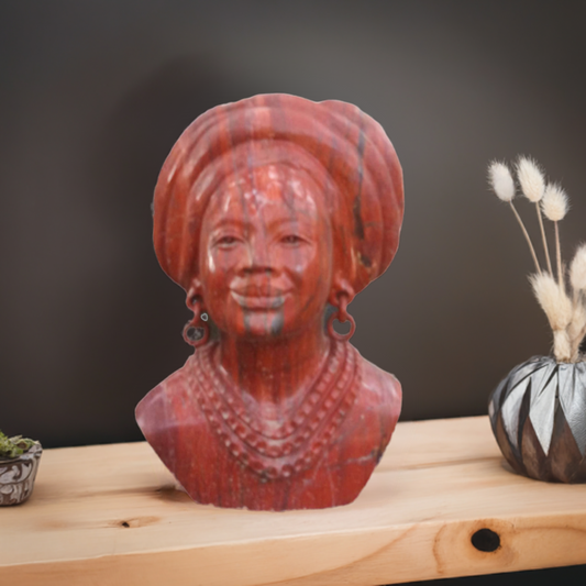 Mother of the Bride - Stone Sculpture Made of Red Jasper by Christopher Tigere | Zimbabwe