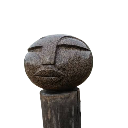 Ballhead - Stone Sculpture Made of Granite Stone by Addington Nyasoka | Zimbabwe