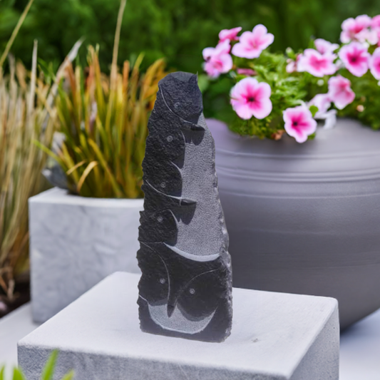 Owl Family - Stone Sculpture Made of Springstone by Dereck Fombe | Zimbabwe