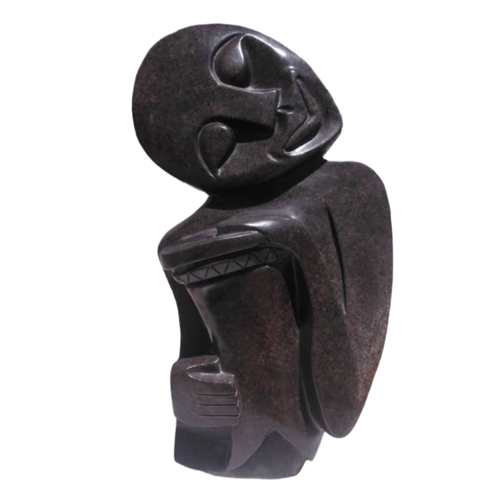 Passionate Drummer - Stone Sculpture Made of Serpentine Stone by Dereck Fombe | Zimbabwe