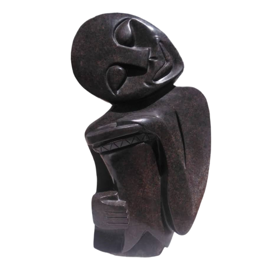 Passionate Drummer - Stone Sculpture Made of Serpentine Stone by Dereck Fombe | Zimbabwe