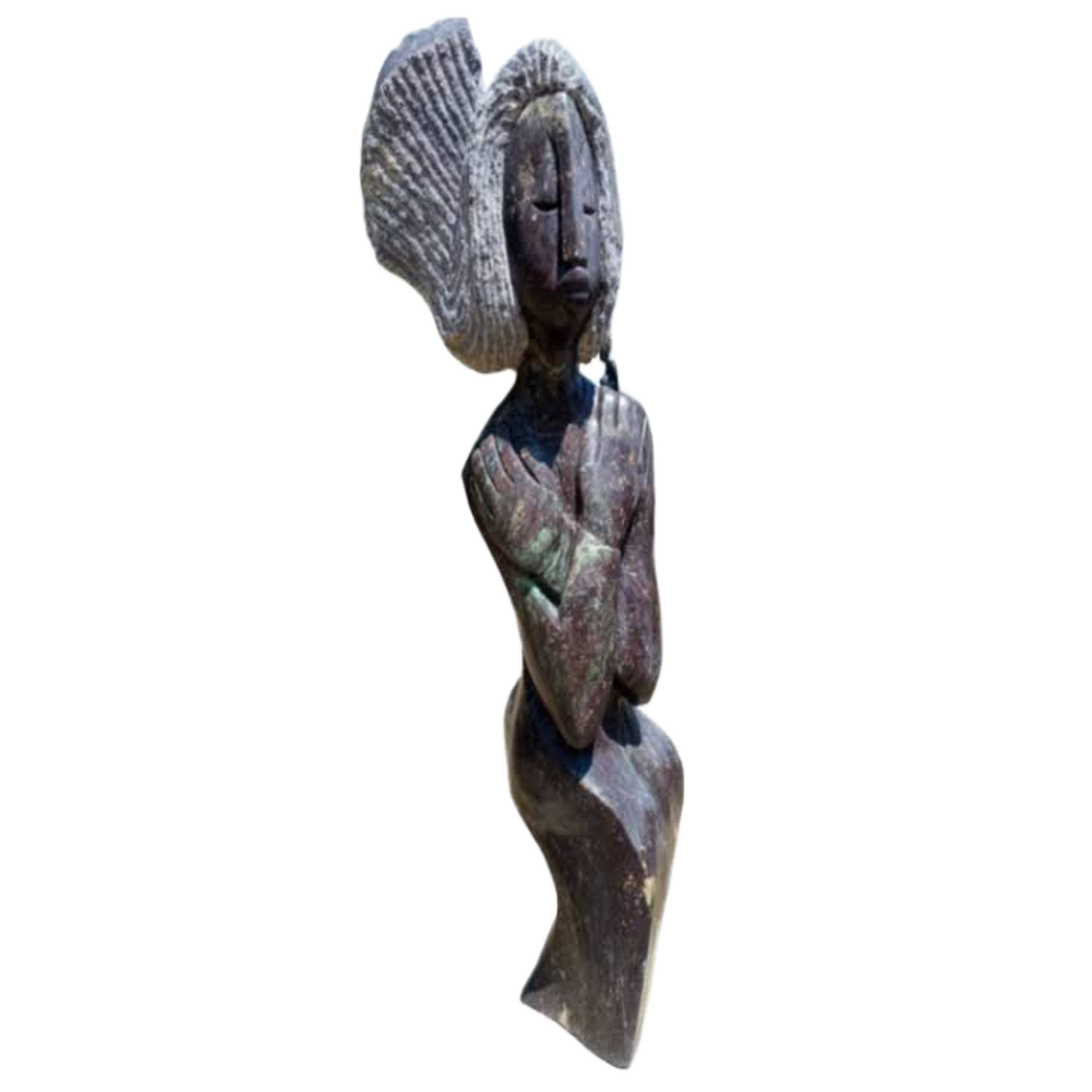 Peace Loving Woman - Stone Sculpture Made of Cobalt Stone by Jetro Zinyeka | Zimbabwe