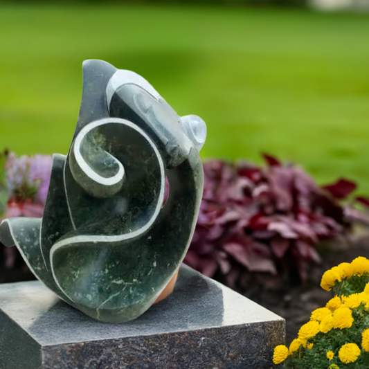 Petals of Transformation - Stone Sculpture Made of Green Opal by Givemore Mashaya | Zimbabwe