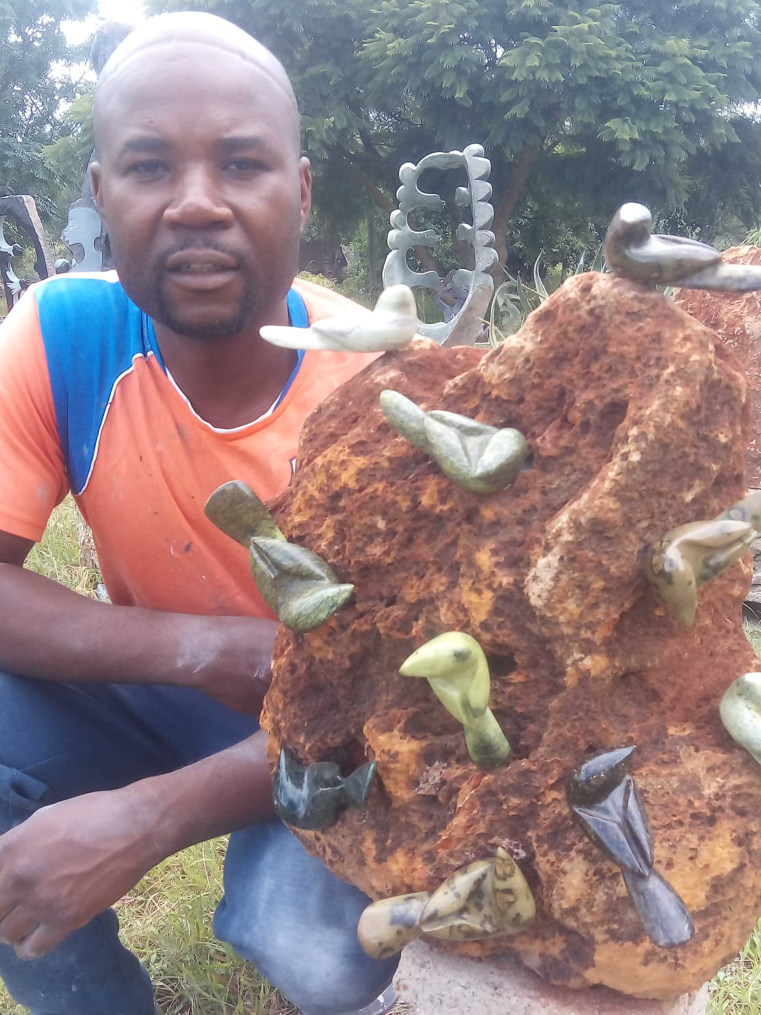 Play Time - Stone Sculpture Made of Various Stones by Samson Mukowa | Zimbabwe