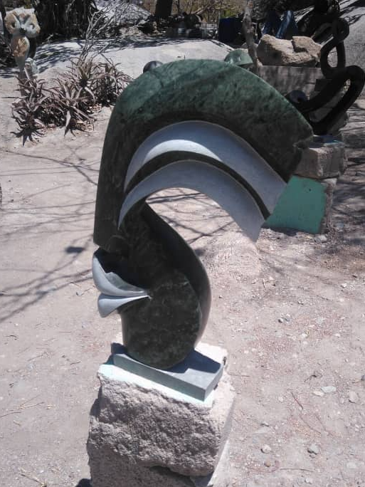 First Kiss - Stone Sculpture Made of Opal Stone by Blessing Mitorozo | Zimbabwe