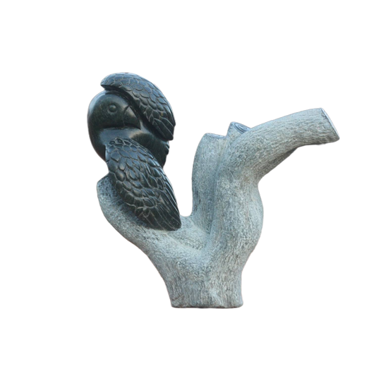 Preening Bird - Stone Sculpture Made of Springstone by Passmore Mashaya | Zimbabwe