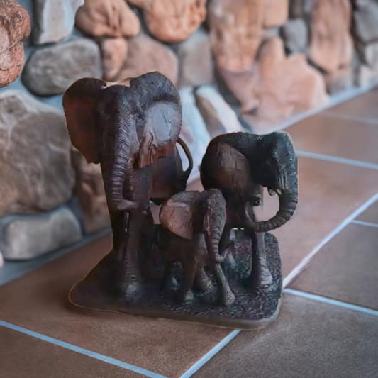 Pride of Elephants - Carved from Ironwood by Killian Torovasei | Zimbabwe