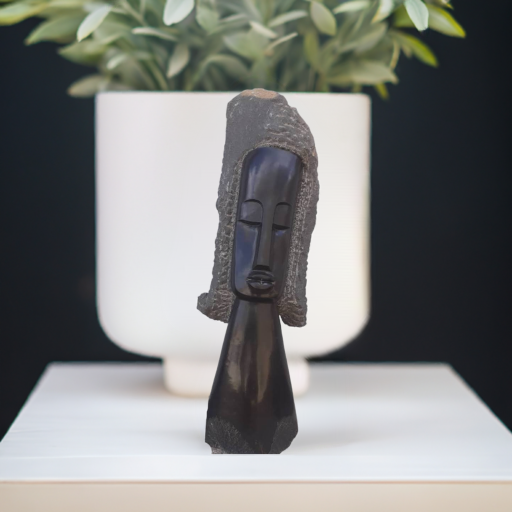 Queen - Stone Sculpture Made of Springstone by Precious Mashaya | Zimbabwe