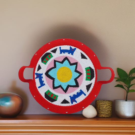 Red Pictorial Telephone Wire Tray TR026 By Zandile Ngubane | South Africa