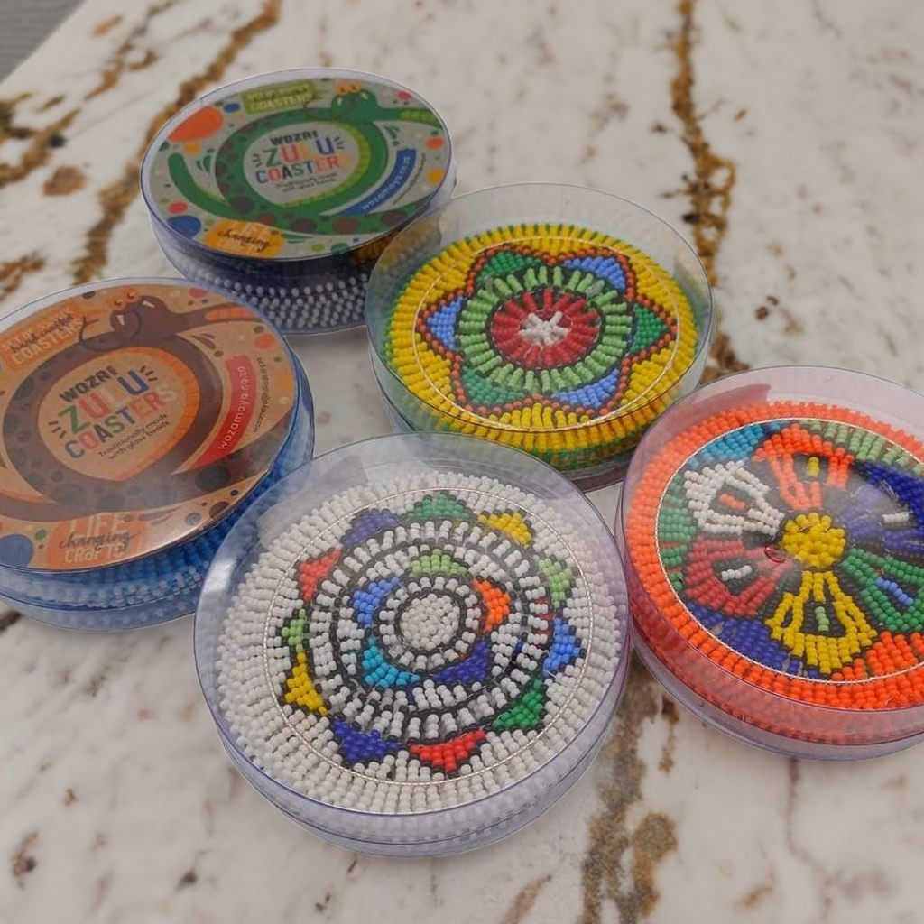 Set of 6 Beaded Zulu Coasters | South Africa.