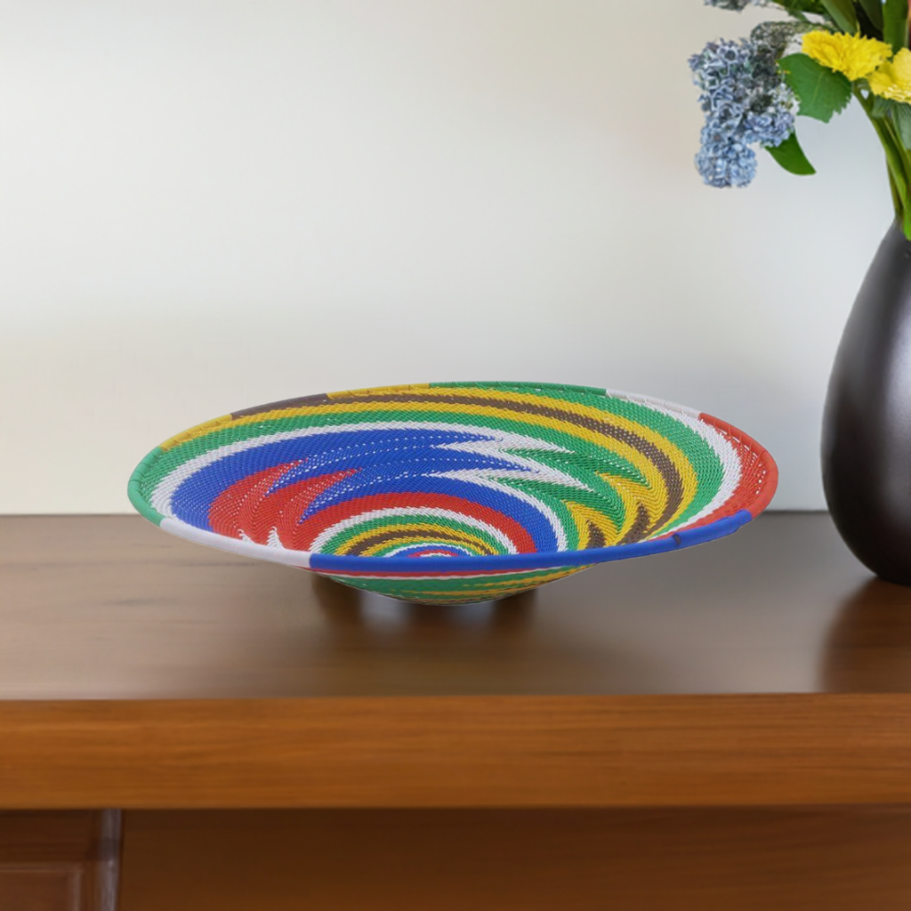 Shallow 29cm Telephone Wire Bowl South African Flag Colours | South Africa.