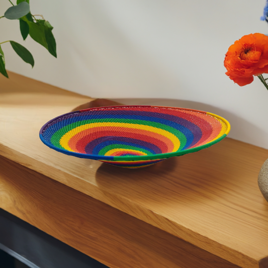 Shallow 29cm Telephone Wire Bowl Rainbow Pattern | South Africa.