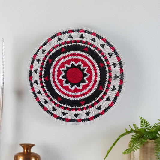 Shallow Hardwire Bowl 31.5cm Black, White And Red Geometric WB0072 | South Africa