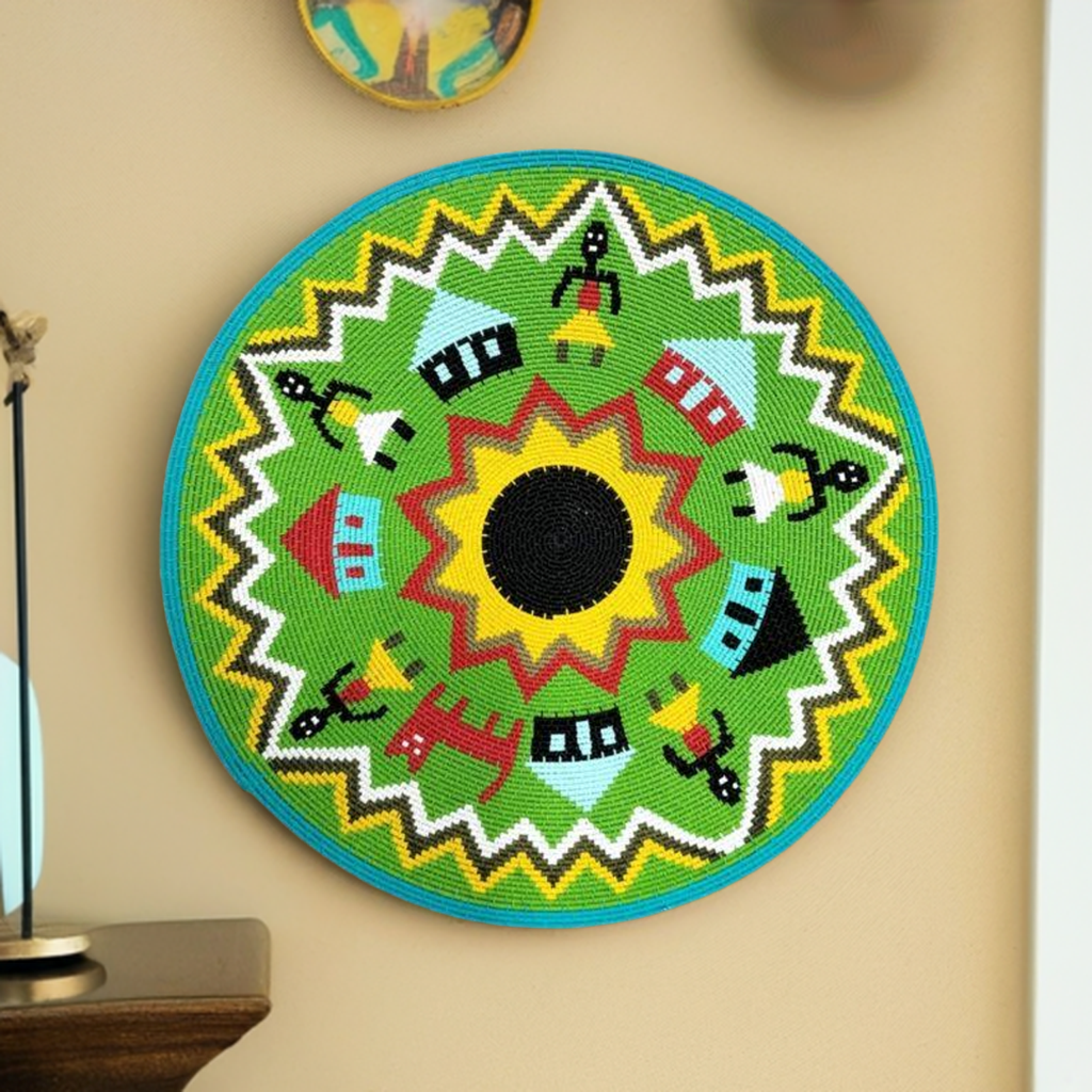 Shallow Hardwire Bowl 39.5cm Green WB0090 By Sylvia Ludidi | South Africa