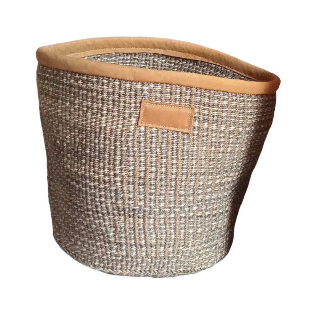 Storage Basket  Handmade of 100% Natural Sisal Fiber & Leather| Kenya
