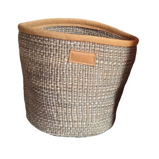 Storage Basket  Handmade of 100% Natural Sisal Fiber & Leather| Kenya