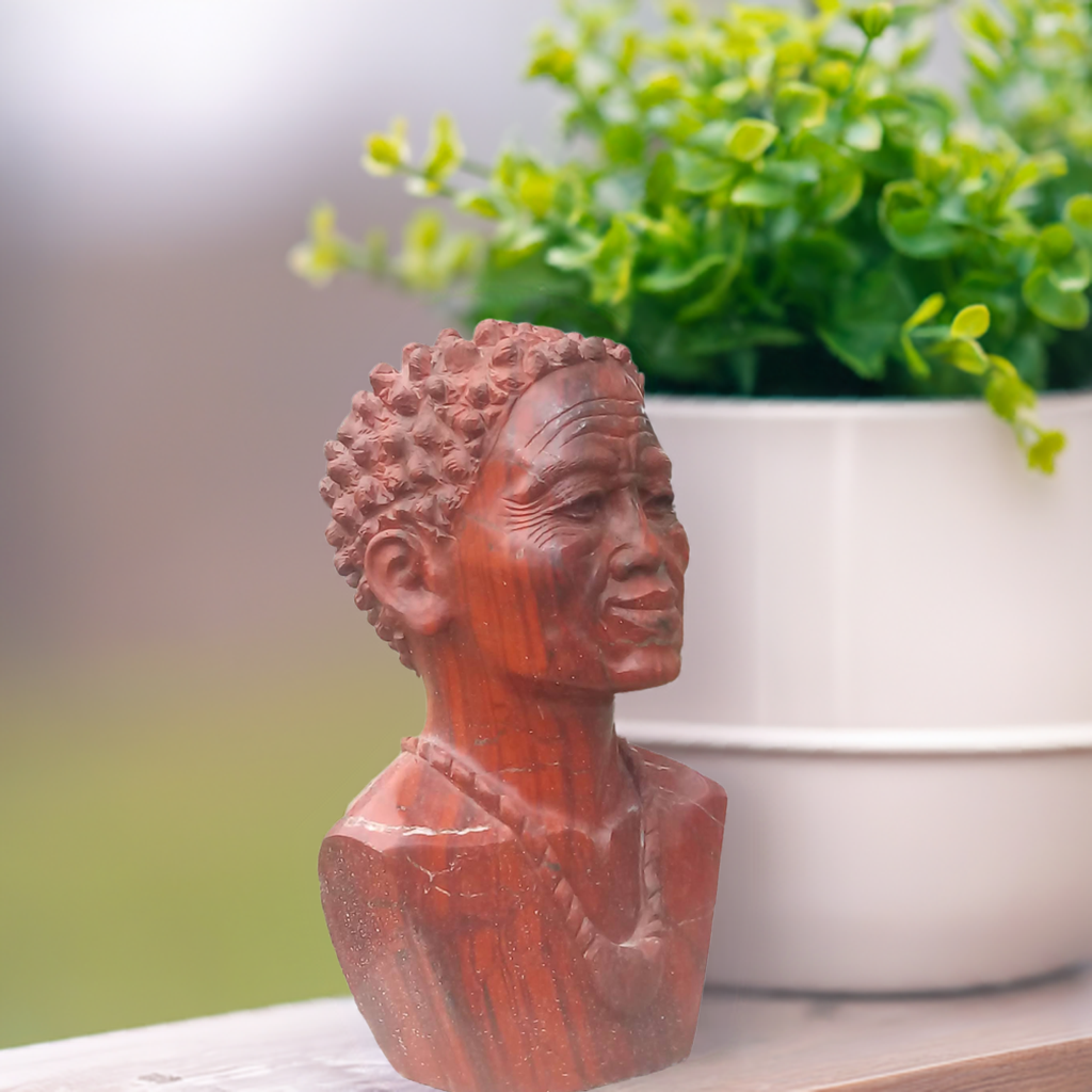 The Prince - Stone Sculpture Made of Red Jasper by Farai Tandi | Zimbabwe