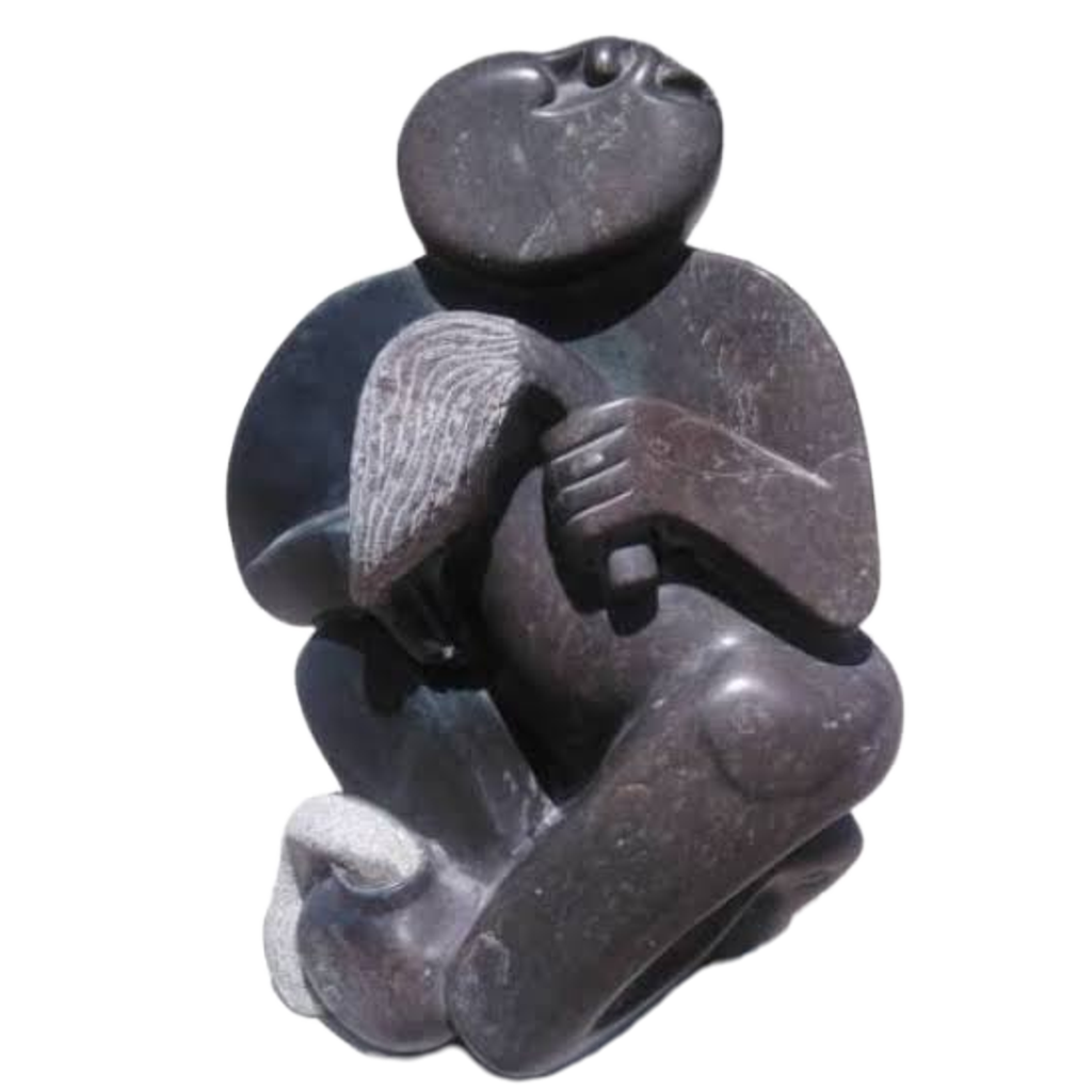 Traditional Man - Stone Sculpture Made of Fruit Stone by Lazarus Gobvu | Zimbabwe