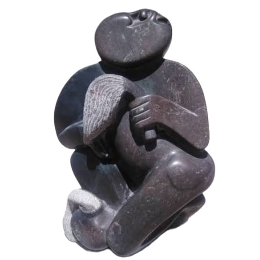Traditional Man - Stone Sculpture Made of Fruit Stone by Lazarus Gobvu | Zimbabwe