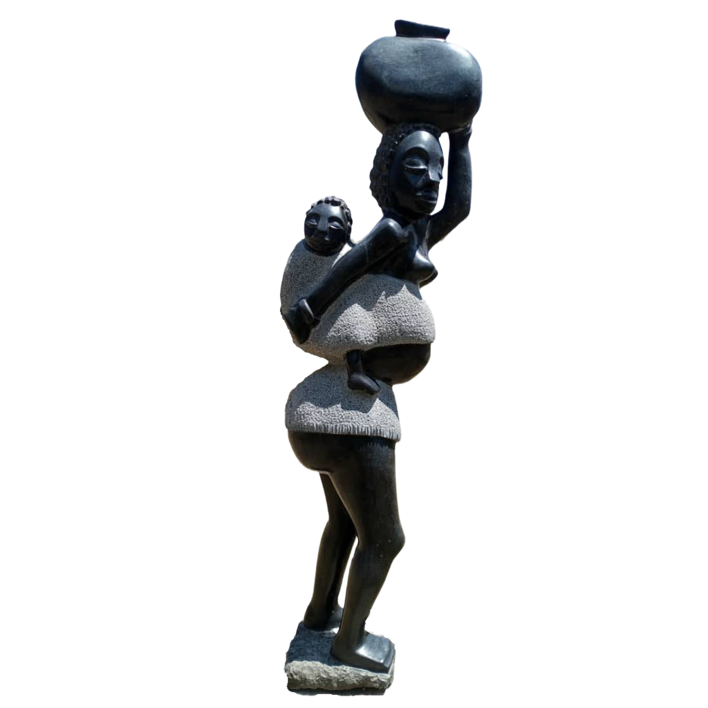 Village Woman - Stone Sculpture Made of Springstone by Derek Fombe | Zimbabwe