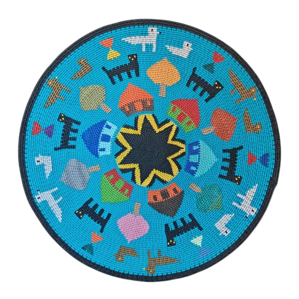 Shallow Hardwire Bowl 40cm Turquoise WB0092 By Prudence Bukosini | South Africa.