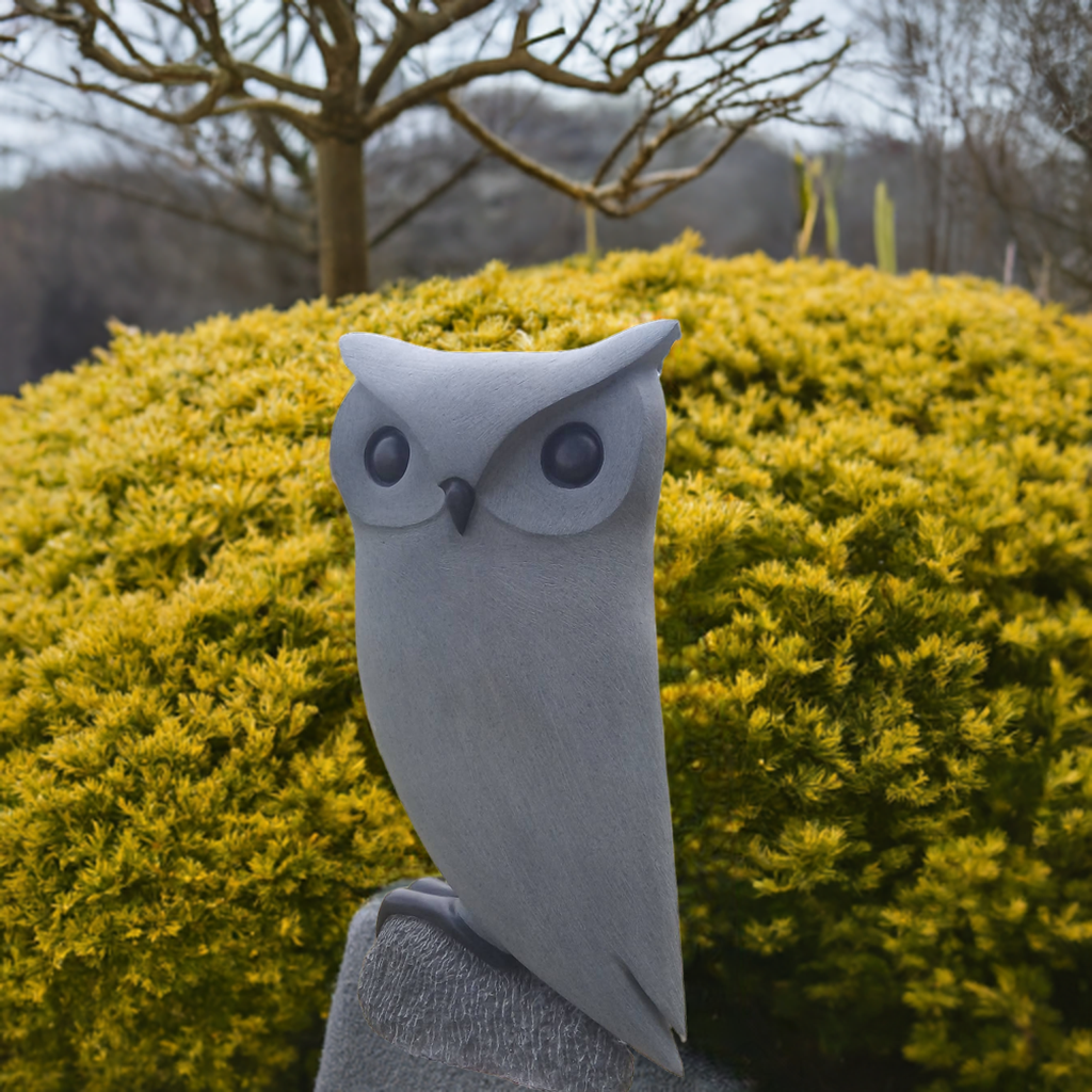 Watchful Owl - Stone Sculpture Made of Springstone by Samson Mukowa | Zimbabwe