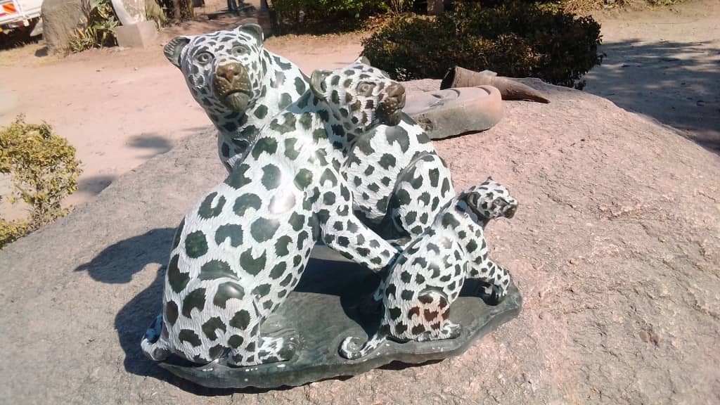 Leopard Alert 2- Stone Sculpture Made of Opal Stone by Taurai Maisiri | Zimbabwe
