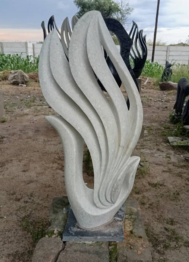 White Flame - Stone Sculpture Made of Dolomite by Owen Mlungisi | Zimbabwe