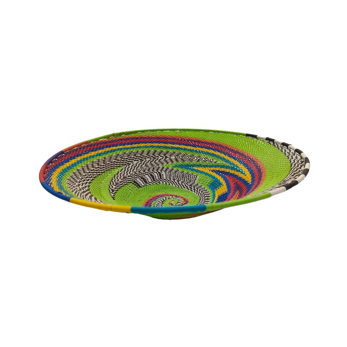 Shallow 29cm Telephone Wire Bowl Green with Lively Swirls | South Africa.
