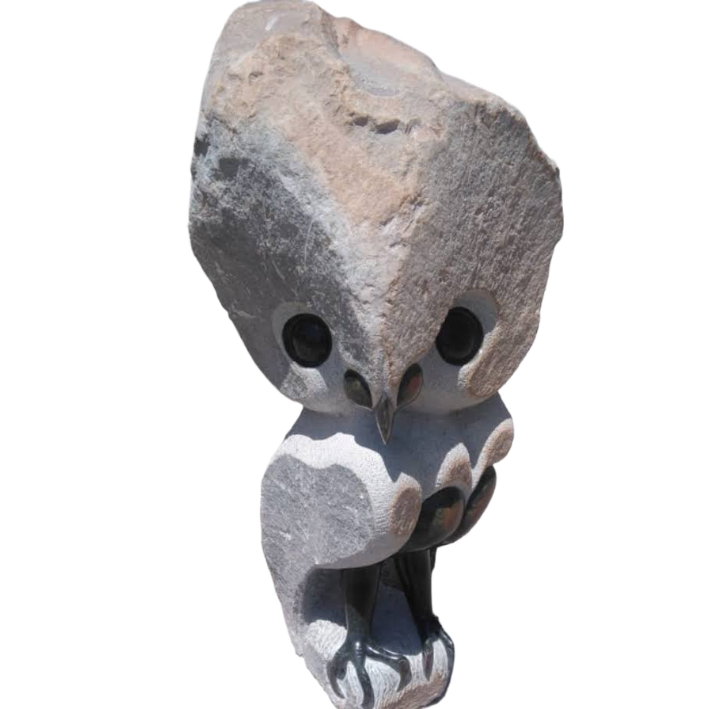 Wise Owl - Stone Sculpture Made of Opal Stone by Taurai E Mupaso | Zimbabwe