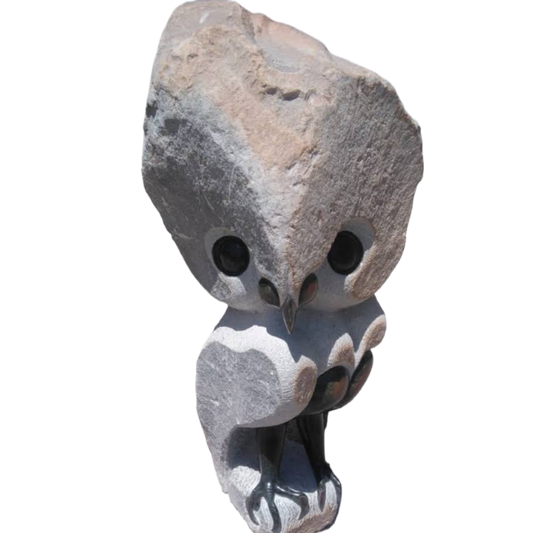 Wise Owl - Stone Sculpture Made of Opal Stone by Taurai E Mupaso | Zimbabwe