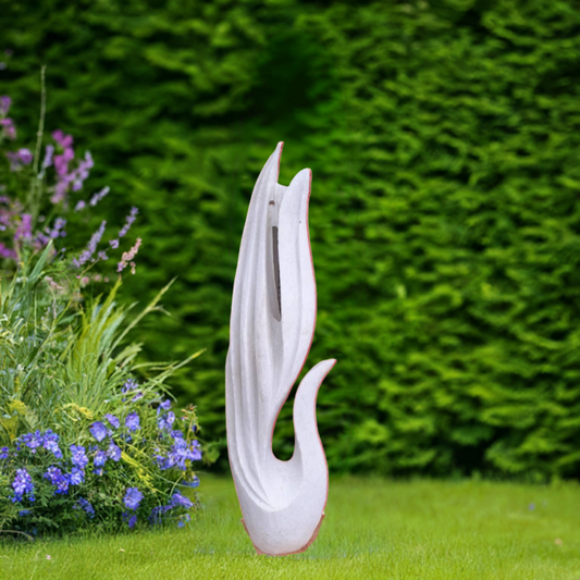 Wish I Could Fly - Stone Sculpture Made of White Dolomite by Cephas Mashaya | Zimbabwe