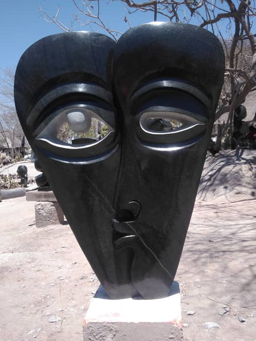 Broken-hearted - Stone Sculpture Made of Springstone by Ishmael Chitiyo Jnr | Zimbabwe