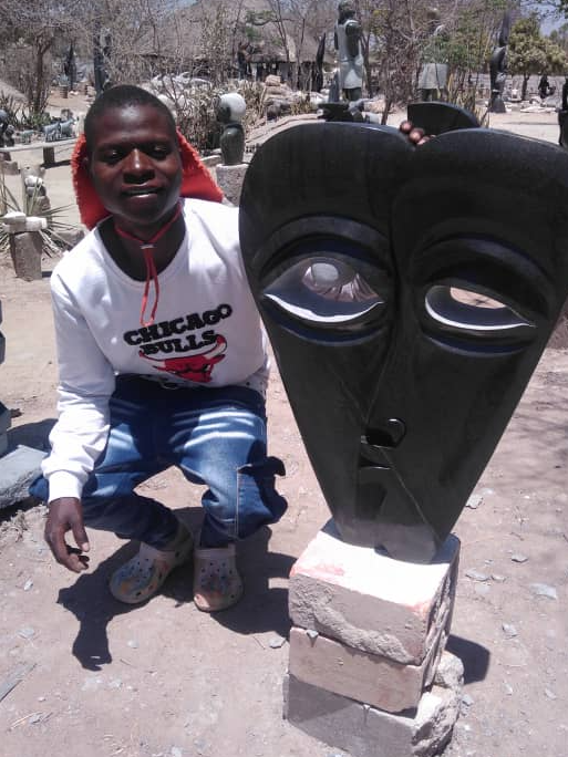 Broken-hearted - Stone Sculpture Made of Springstone by Ishmael Chitiyo Jnr | Zimbabwe