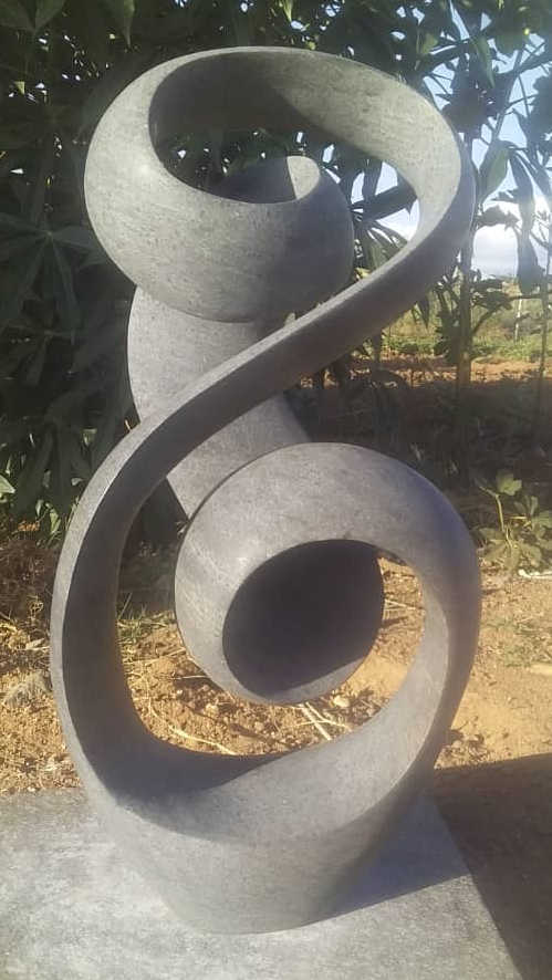 Caring Mother Abstract - Stone Sculpture Made of Springstone by Tonderai Sowa | Zimbabwe