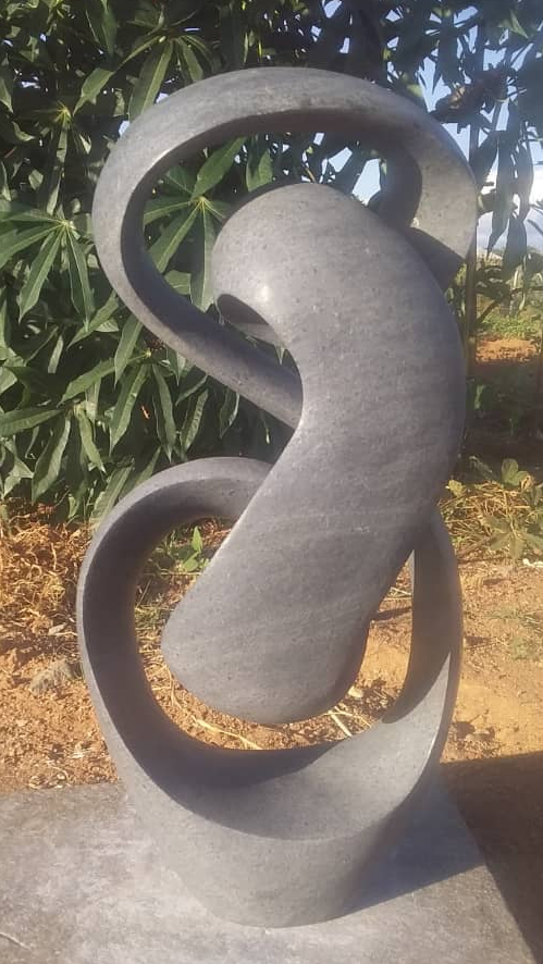 Caring Mother Abstract - Stone Sculpture Made of Springstone by Tonderai Sowa | Zimbabwe