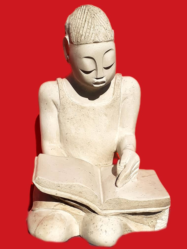 Bookworm - Stone Sculpture Made of Dolomite by Cephas Mashaya | Zimbabwe