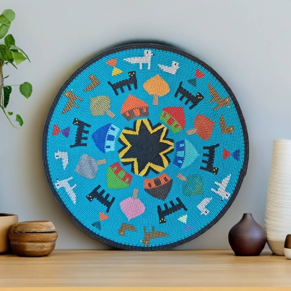 Shallow Hardwire Bowl 40cm Turquoise WB0092 By Prudence Bukosini | South Africa.