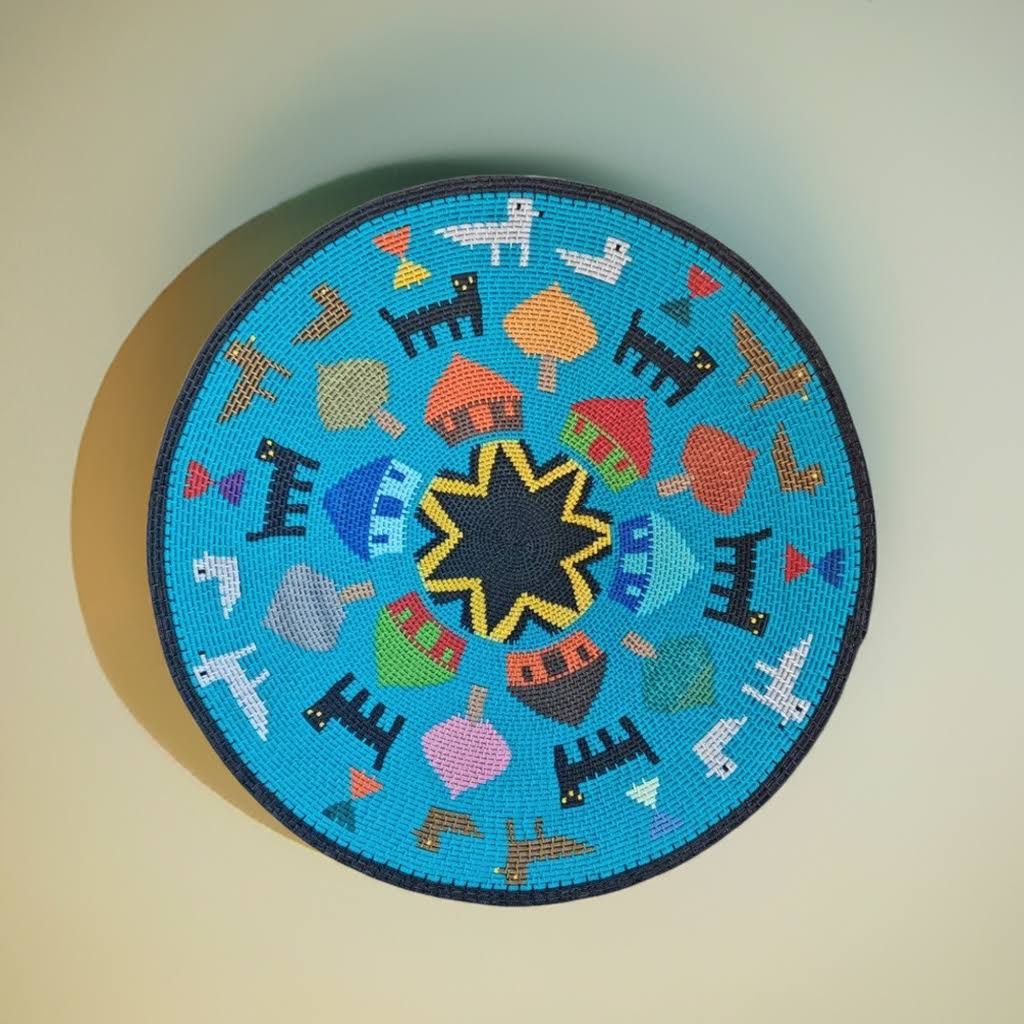 Shallow Hardwire Bowl 40cm Turquoise WB0092 By Prudence Bukosini | South Africa.