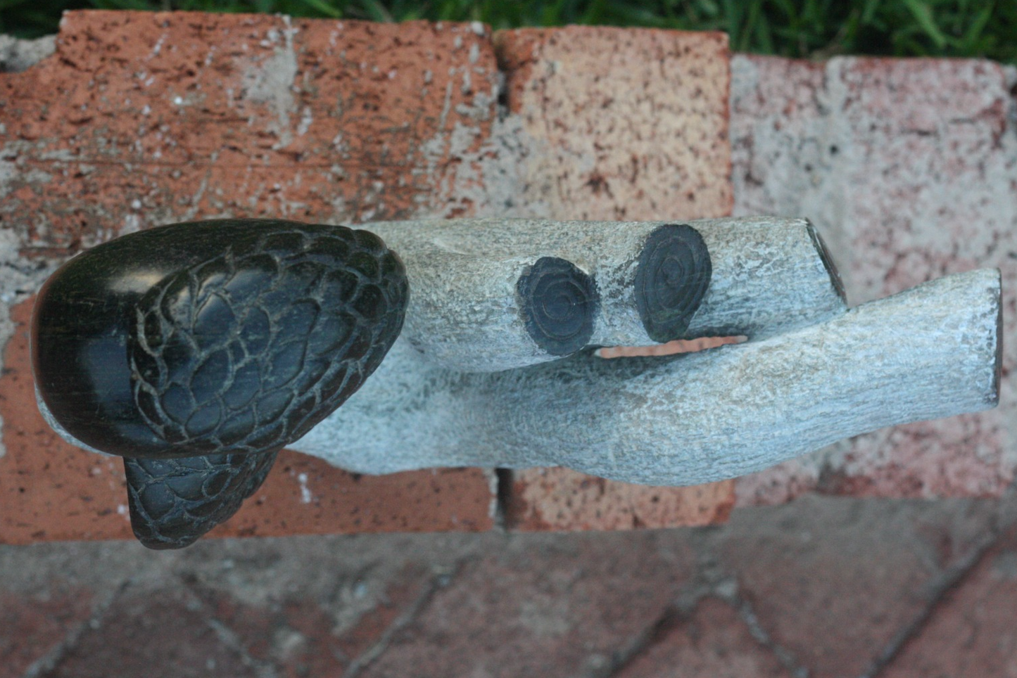 Preening Bird - Stone Sculpture Made of Springstone by Passmore Mashaya | Zimbabwe