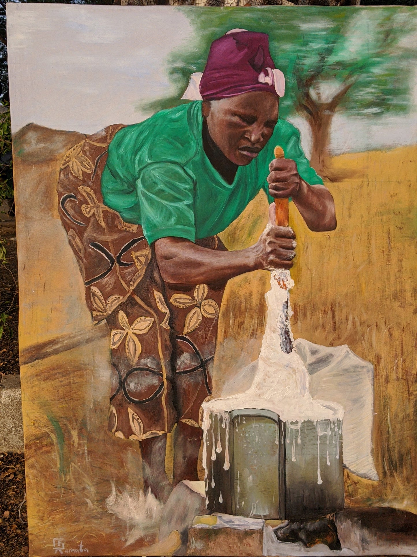 Tukar Tuwo Masara  - An Oil Painting by Emmanuel Ghani Kamata | Nigeria