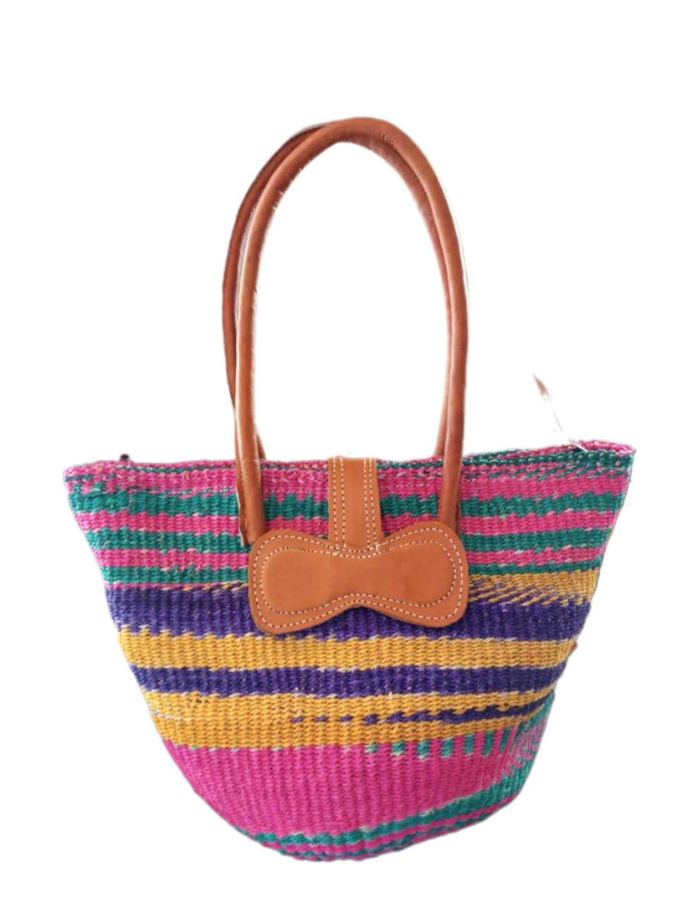 Basket Bags Handmade of 100% Natural Sisal Fiber & Leather| Kenya