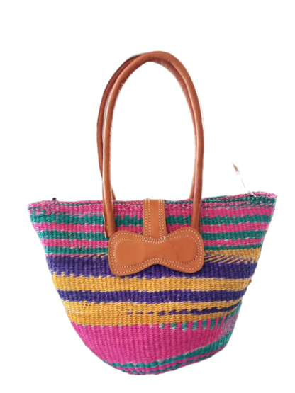 Basket Bags Handmade of 100% Natural Sisal Fiber & Leather| Kenya