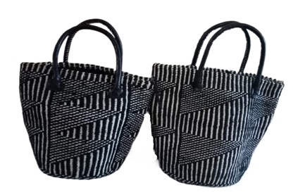 Basket Bags Handmade of 100% Natural Sisal Fiber & Leather| Kenya