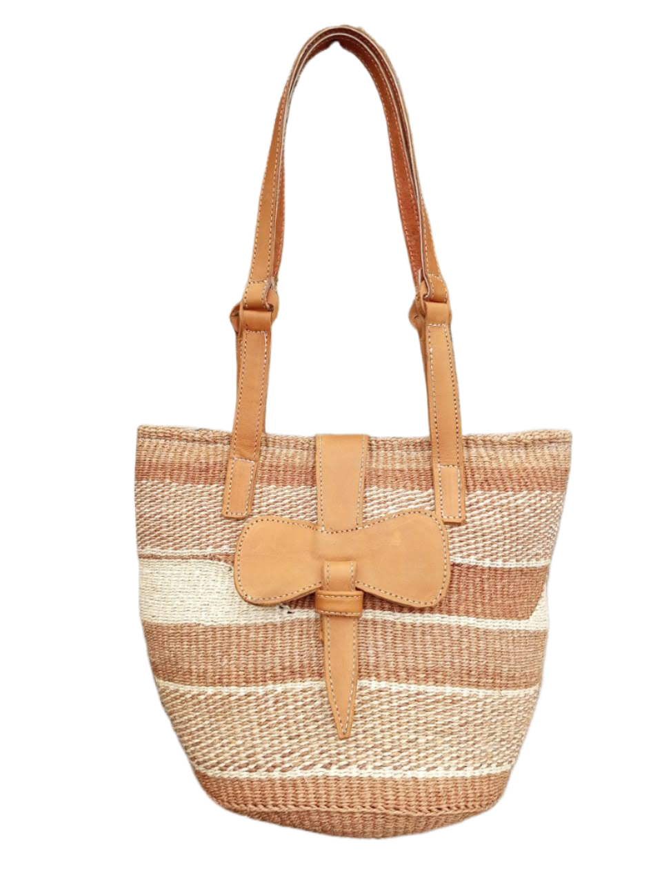 Special Basket Bags Handmade of Wool/Yarn, 100% Natural Sisal Fiber & Leather| Kenya