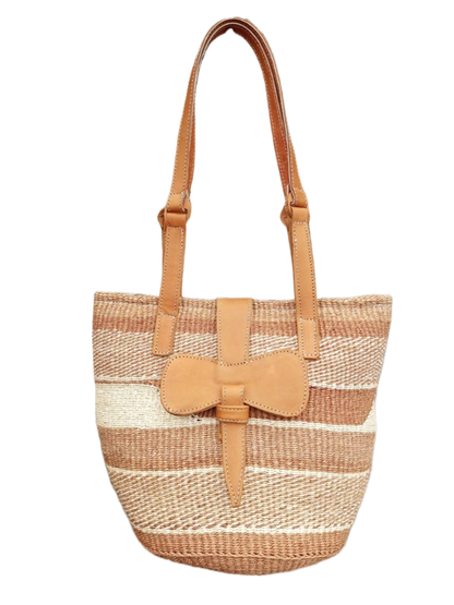 Special Basket Bags Handmade of Wool/Yarn, 100% Natural Sisal Fiber & Leather| Kenya