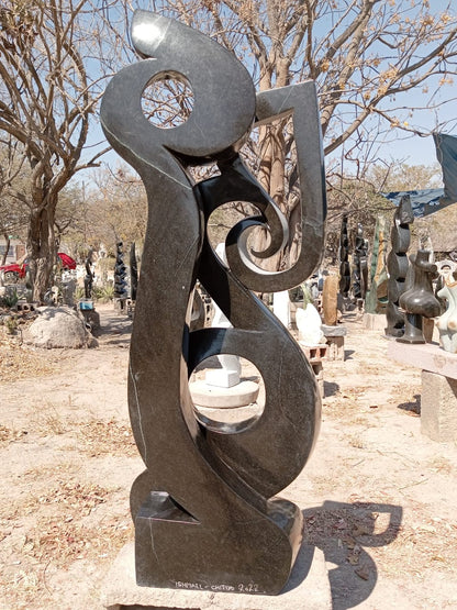 Mating Birds - Stone Sculpture Made of Granite Stone by Ishmael Chitiyo | Zimbabwe